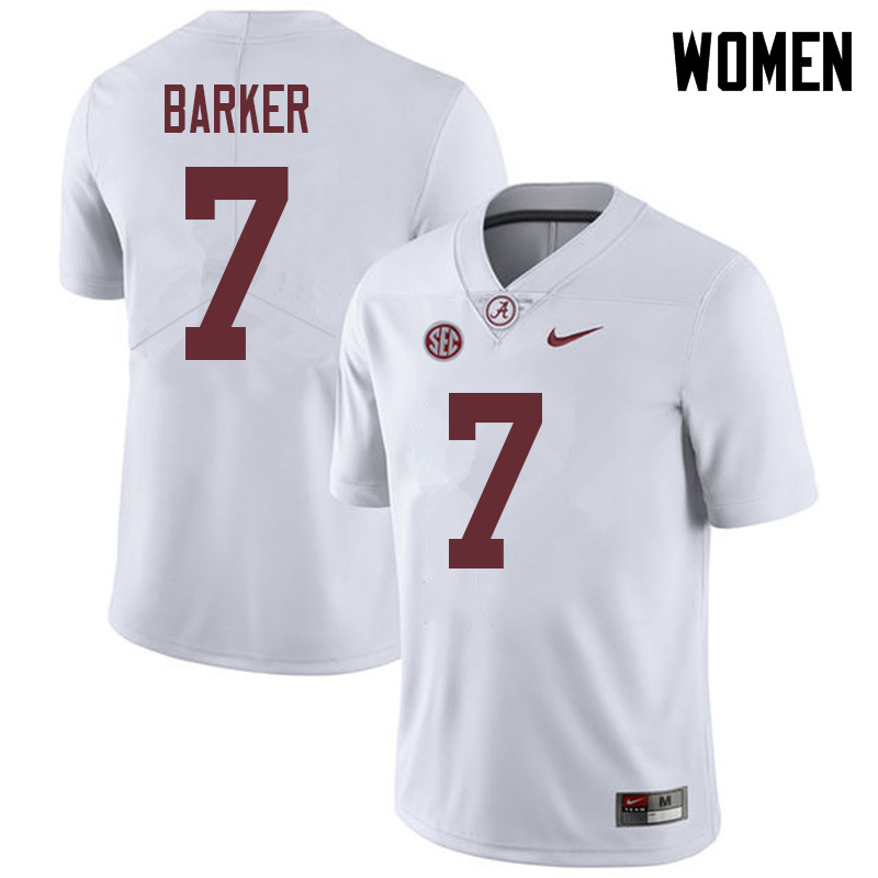 Women #7 Braxton Barker Alabama Crimson Tide College Football Jerseys Sale-White